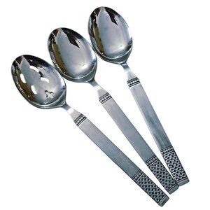 3 Danika Serving Spoons 8" by MSI Japan stainless satin handle Celtic knot